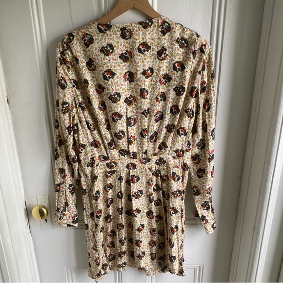 Paul and Joe Sister Chihuahua Dog Print Shirt Dress Cream Floral Size 42… - Picture 3 of 13